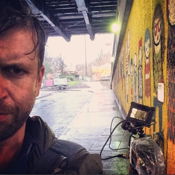 Wet and miserable filming in the pouring rain on London's South Bank